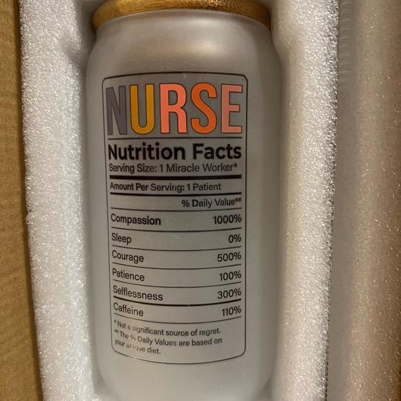 Nurse Life glass cup with two glass straws and a straw cleaner. New in box - Picture 2 of 3